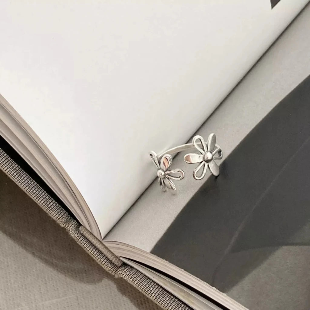925 Sterling Silver Flower Open Ring - Silver by Trendsi from FREYA’S CLOSET
