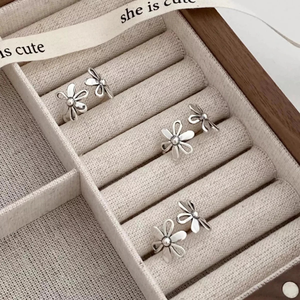 925 Sterling Silver Flower Open Ring - Silver by Trendsi from FREYA’S CLOSET