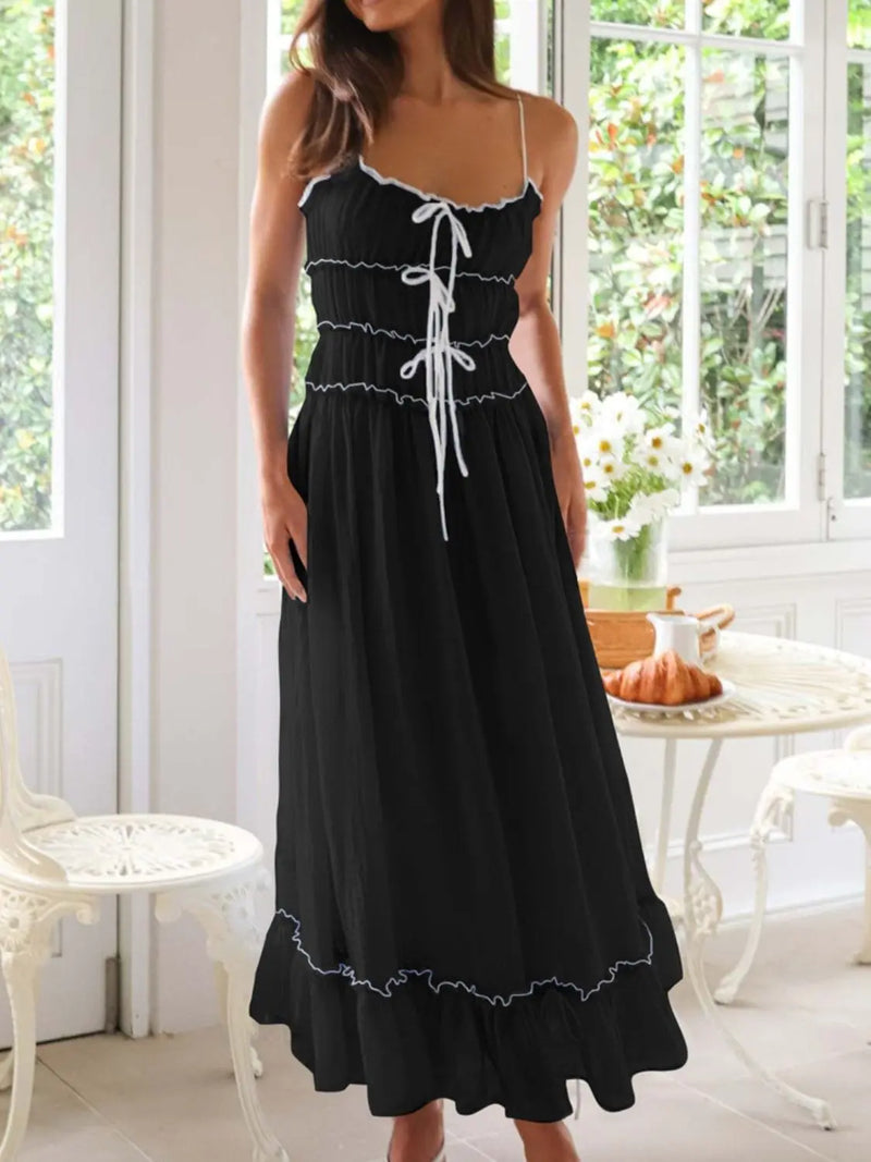 Trendsi Dresses Devine Frill Ruffled Hem Midi Cami Dress Devine Frill Ruffled Hem Midi Cami Dress
