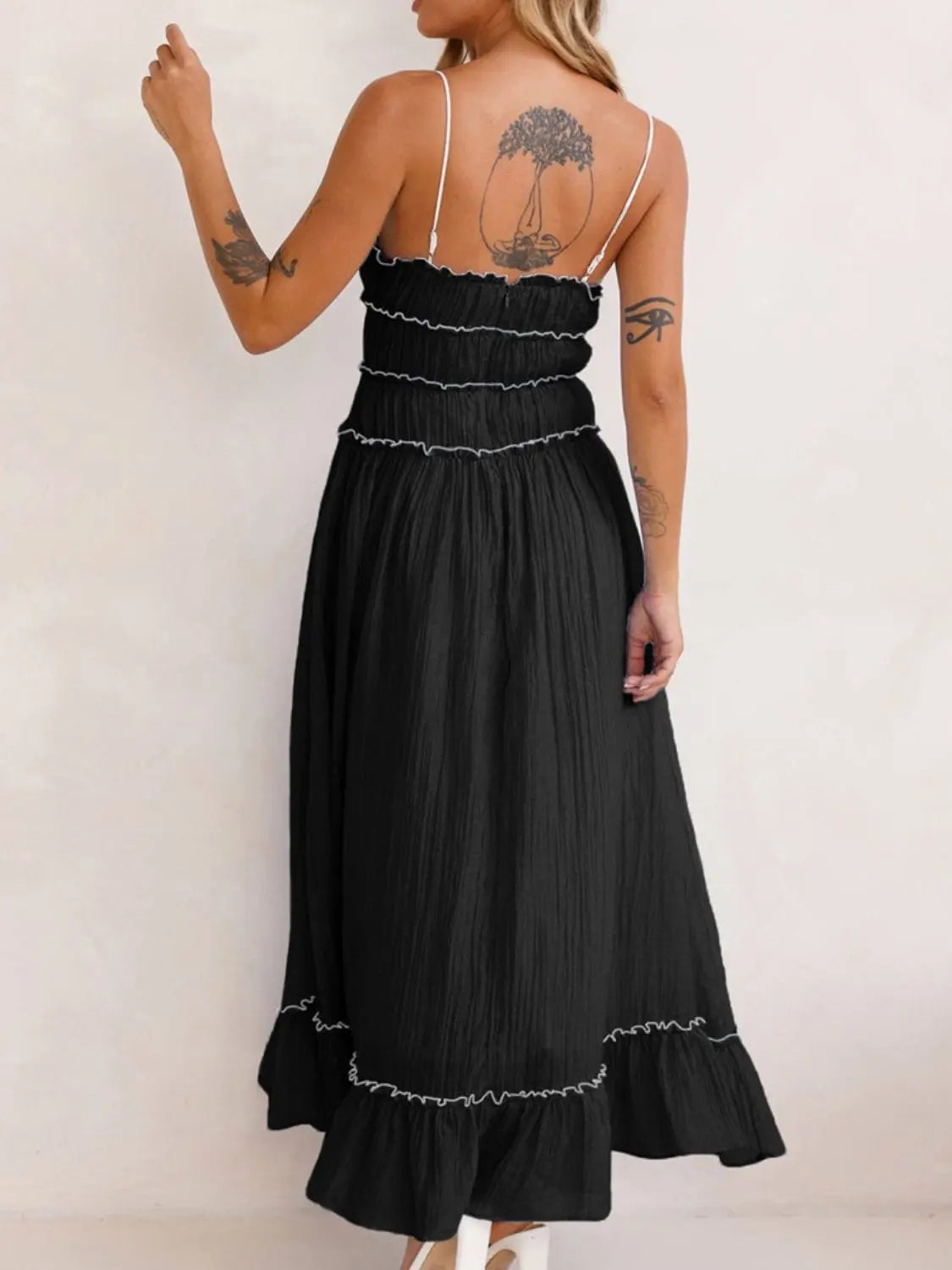 Trendsi Dresses Devine Frill Ruffled Hem Midi Cami Dress Devine Frill Ruffled Hem Midi Cami Dress
