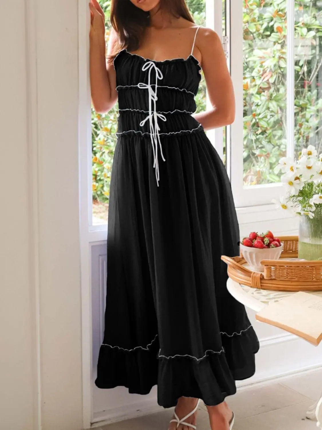 Trendsi Dresses Devine Frill Ruffled Hem Midi Cami Dress Devine Frill Ruffled Hem Midi Cami Dress