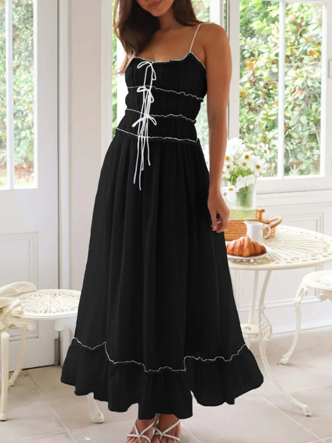 Trendsi Dresses Devine Frill Ruffled Hem Midi Cami Dress Devine Frill Ruffled Hem Midi Cami Dress