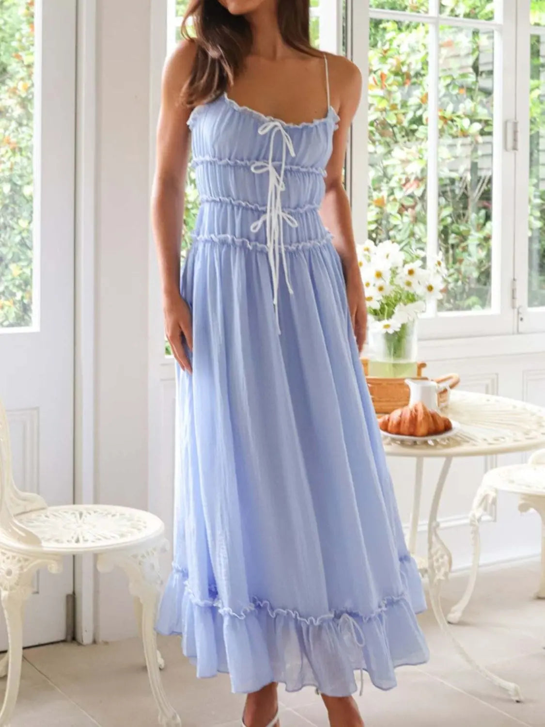 Trendsi Dresses Devine Frill Ruffled Hem Midi Cami Dress Devine Frill Ruffled Hem Midi Cami Dress