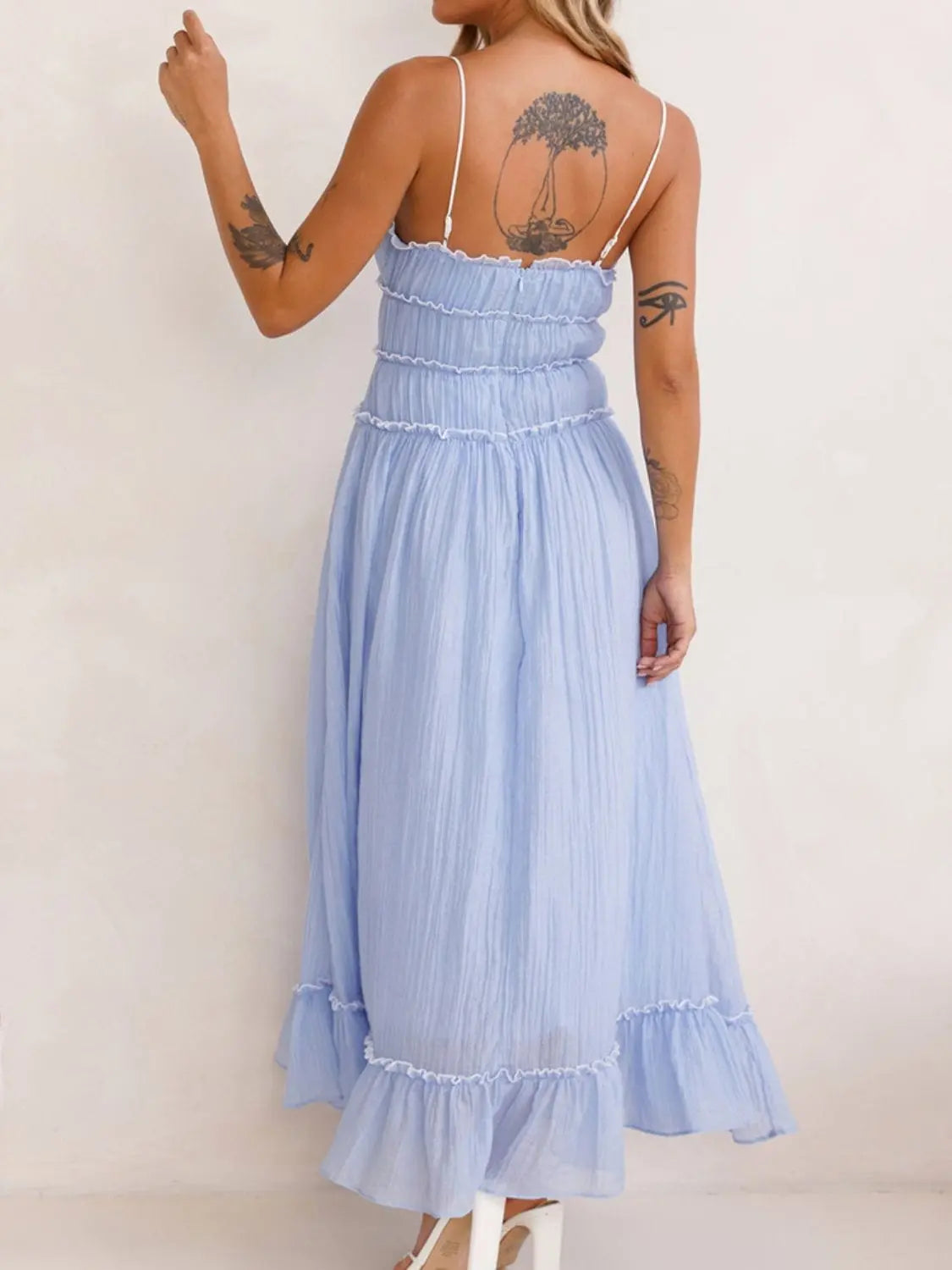 Trendsi Dresses Devine Frill Ruffled Hem Midi Cami Dress Devine Frill Ruffled Hem Midi Cami Dress