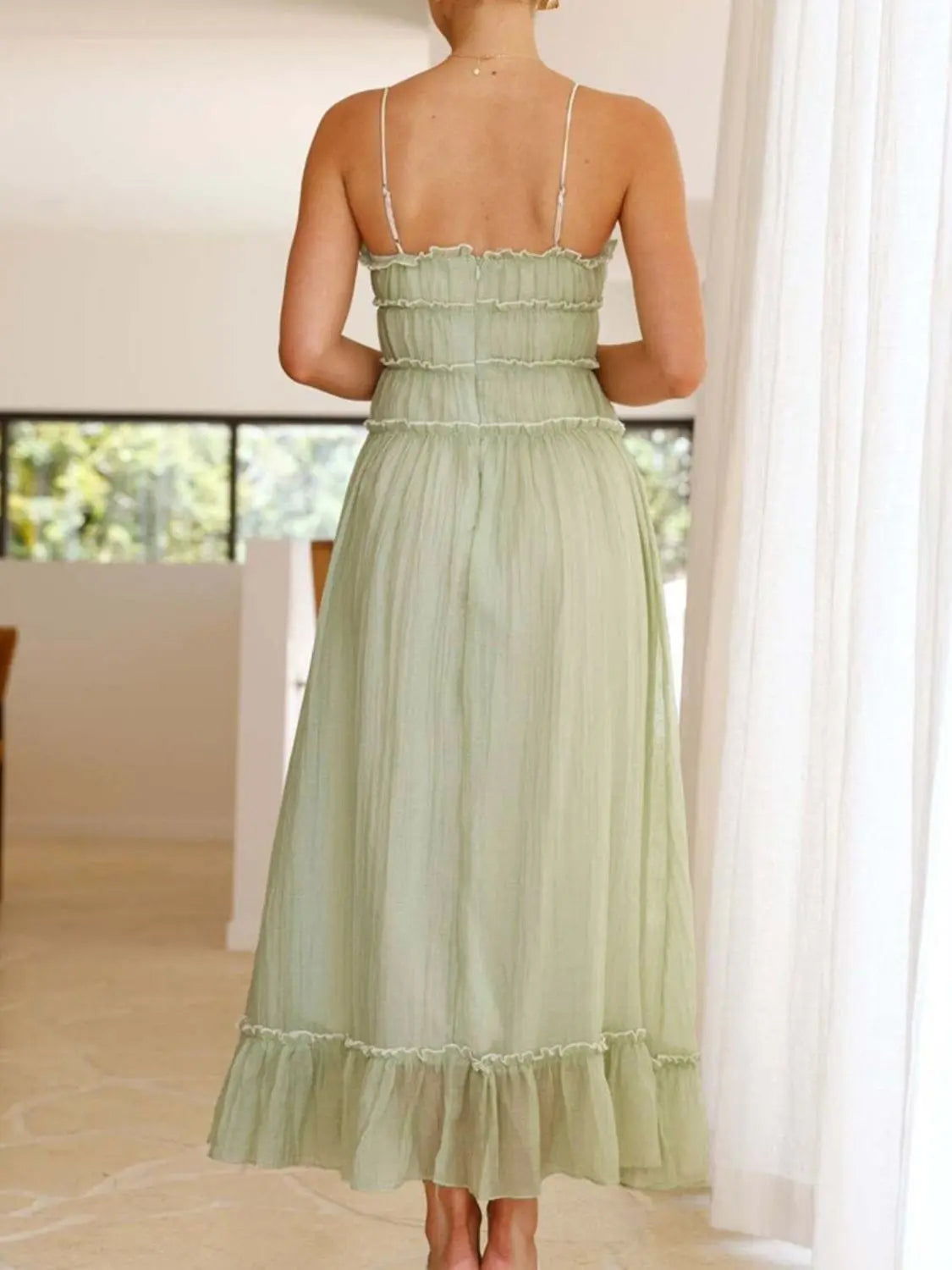 Trendsi Dresses Devine Frill Ruffled Hem Midi Cami Dress Devine Frill Ruffled Hem Midi Cami Dress