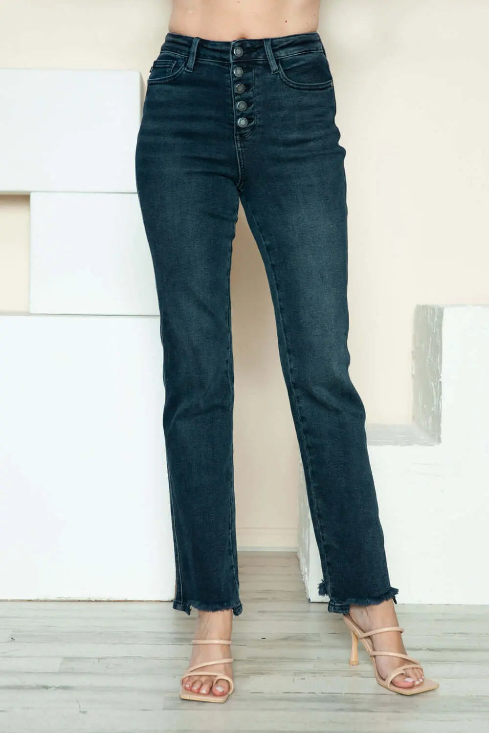Trendsi Jeans Judy Blue Full Size Button Fly Hem Destroy Straight Jeans Judy Blue Full Size Button Fly Hem Destroy Straight Jeans