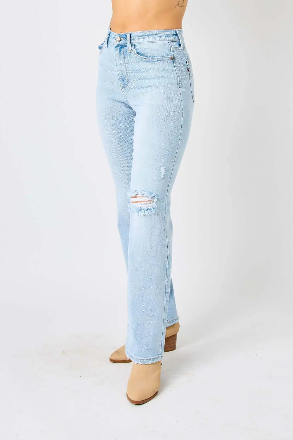 Trendsi Jeans Judy Blue Full Size High Waist Distressed Straight Jeans Judy Blue High Waist Distressed Straight Jeans