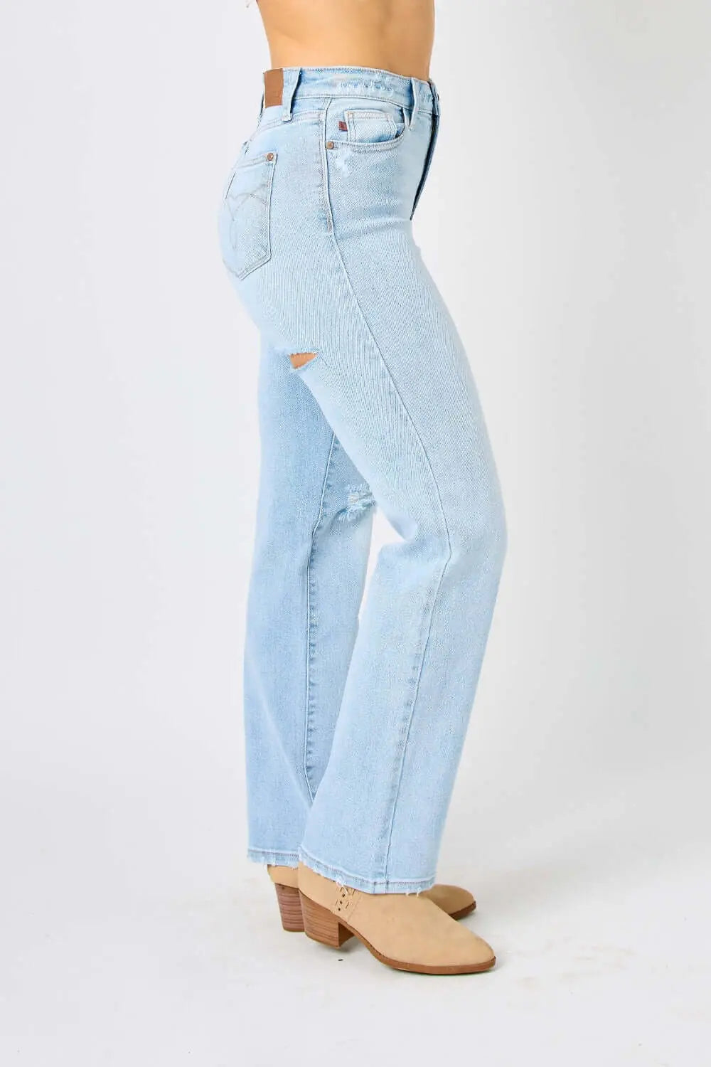 Trendsi Jeans Judy Blue Full Size High Waist Distressed Straight Jeans Judy Blue High Waist Distressed Straight Jeans