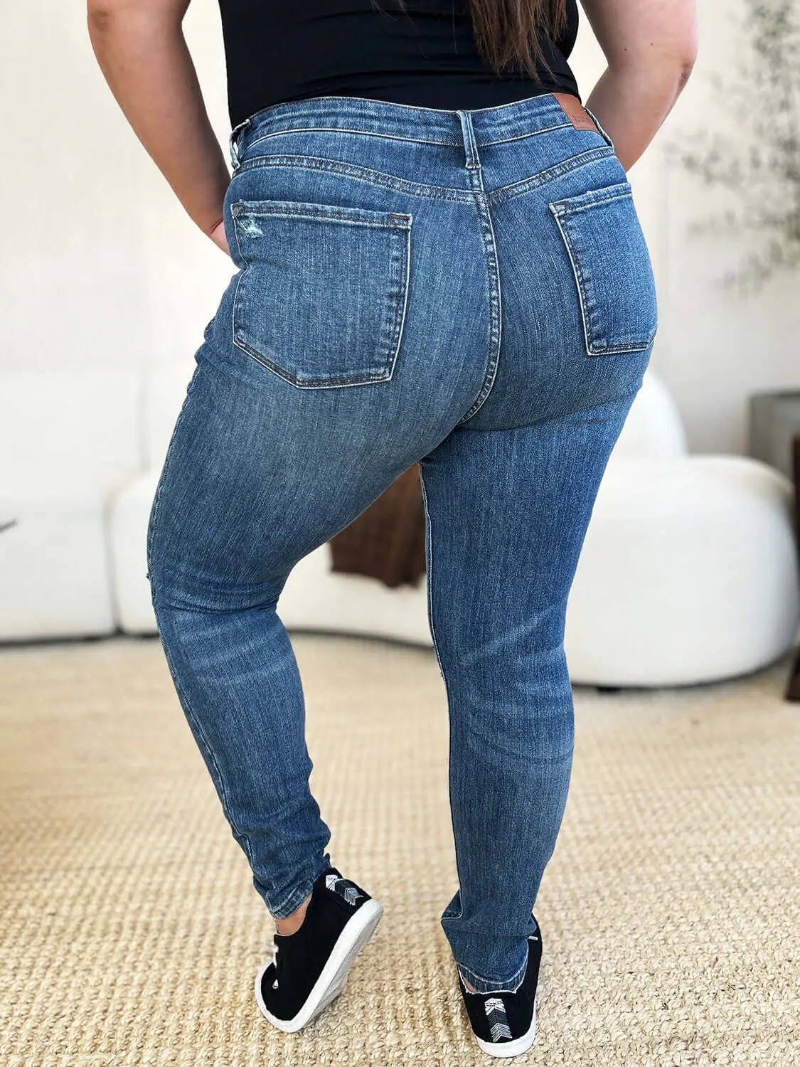 Trendsi Jeans Judy Blue Full Size Mid Waist Distressed Slim Jeans Judy Blue Full Size Mid Waist Distressed Slim Jeans