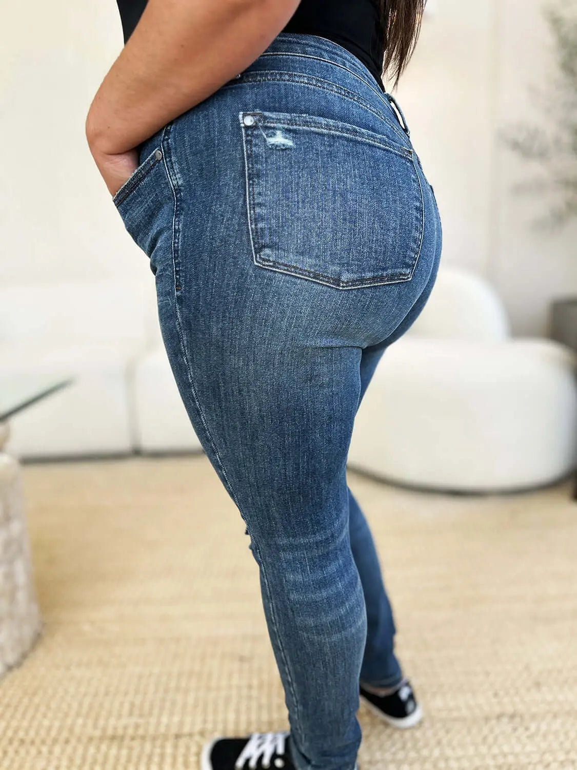 Trendsi Jeans Judy Blue Full Size Mid Waist Distressed Slim Jeans Judy Blue Full Size Mid Waist Distressed Slim Jeans