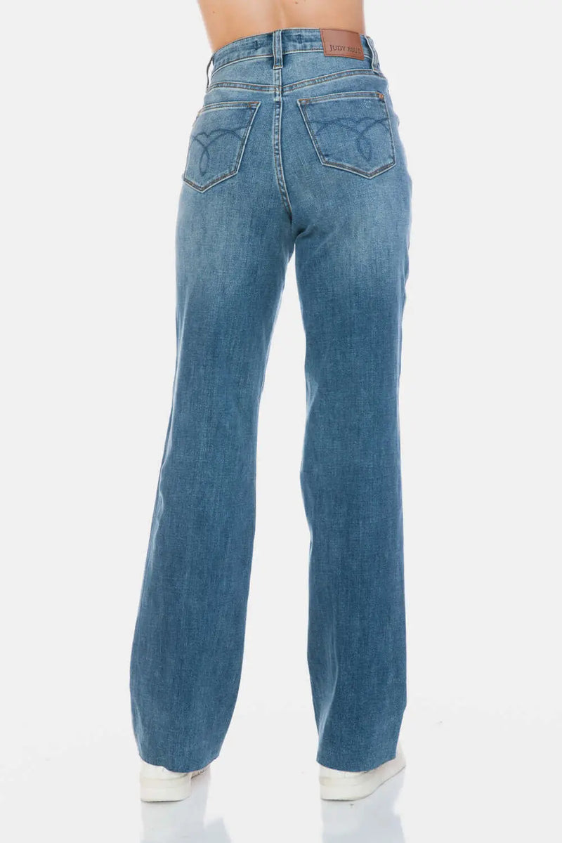 Trendsi Jeans Judy Blue Full Size Tummy Control Cut Raw Hem Straight Jeans Judy Blue Full Size Tummy Control Cut Raw Hem Straight Jeans