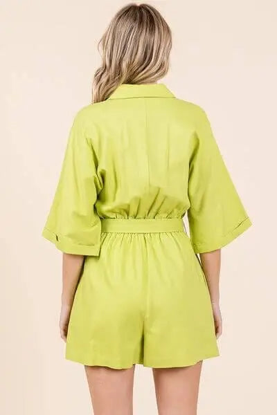 Trendsi Jumpsuits Mittoshop Tie Waist Half Sleeve Romper Mittoshop Tie Waist Half Sleeve Romper
