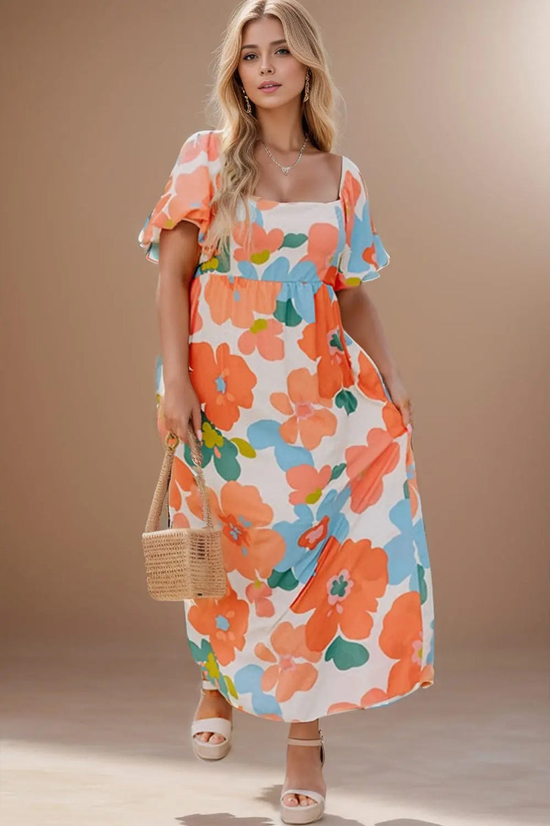 Trendsi Dresses Plus Size Printed Short Sleeve Dress Plus Size Printed Short Sleeve Dress