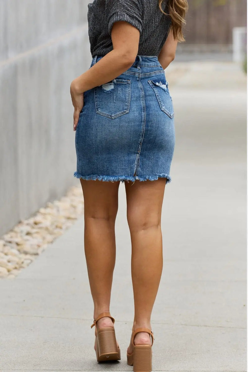 Trendsi Skirts RISEN Amelia Full Size Denim Mini Skirt RISEN Amelia Full Size Denim Mini Skirt