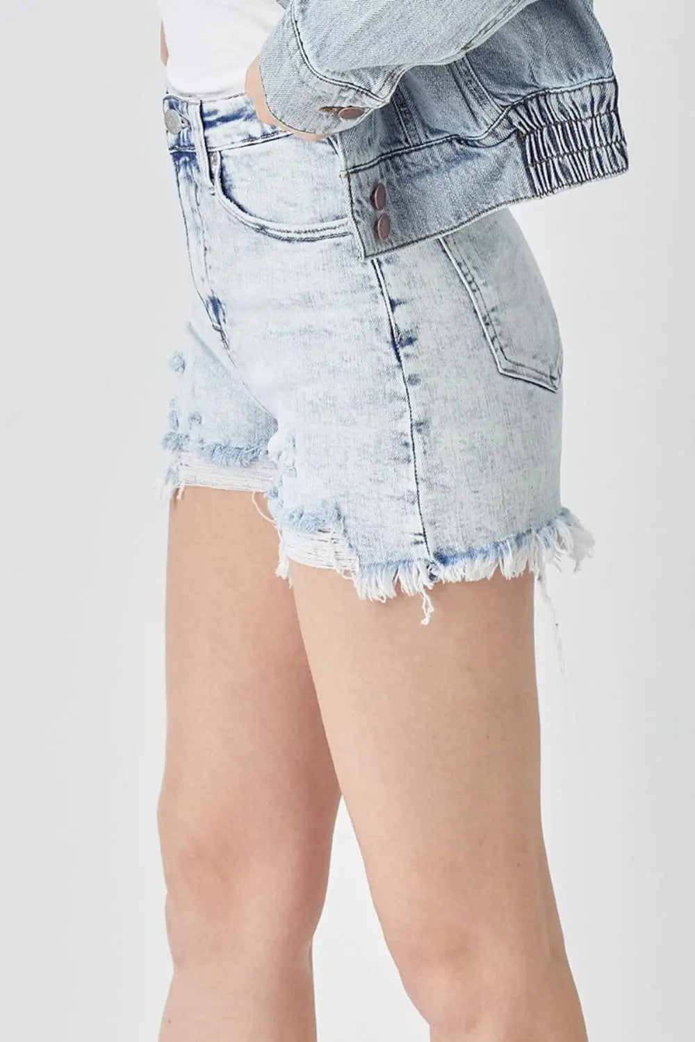 Trendsi Risen shorts RISEN Raw Hem Distressed High Rise Denim Shorts RISEN Raw Hem Distressed High Rise Denim Shorts