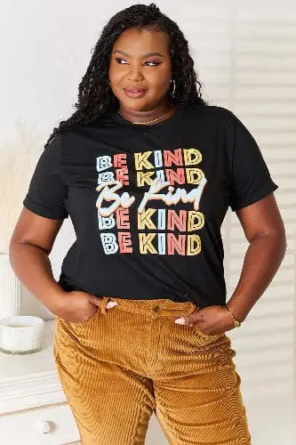Trendsi Shirts and Blouses Black / S Simply Love BE KIND Graphic Round Neck T-Shirt BE KIND Graphic Round Neck T-Shirt
