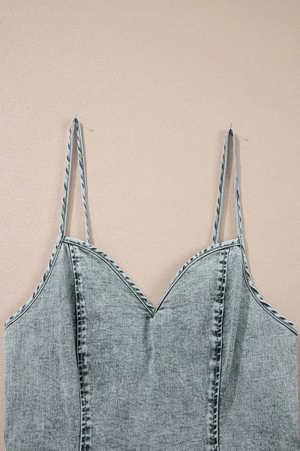 Trendsi Dresses Back Zipped Mini Cami Denim Dress