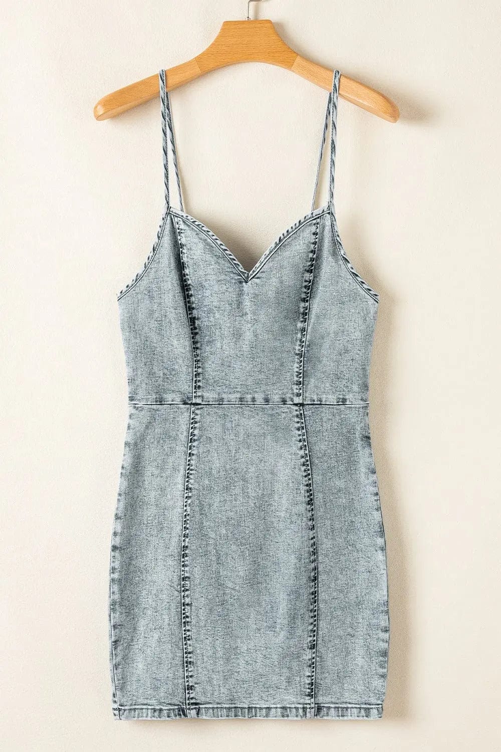 Trendsi Dresses Back Zipped Mini Cami Denim Dress