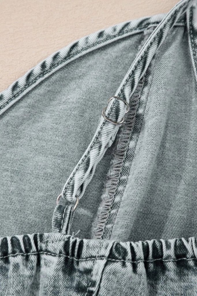 Back Zipped Mini Cami Denim Dress - Medium by Trendsi from FREYA’S CLOSET