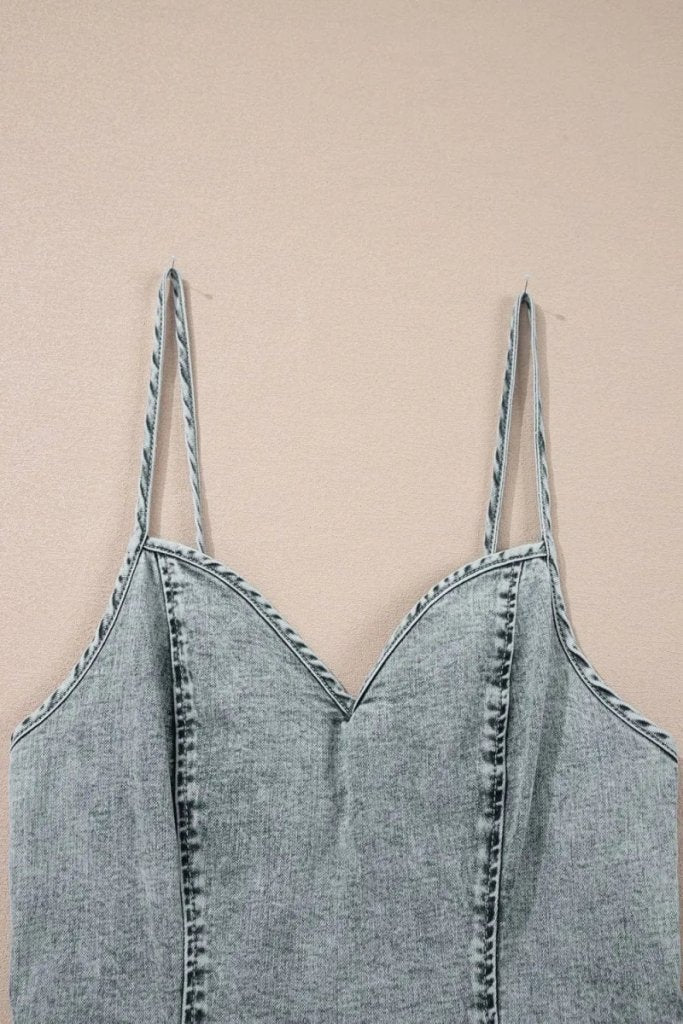 Back Zipped Mini Cami Denim Dress - Medium by Trendsi from FREYA’S CLOSET