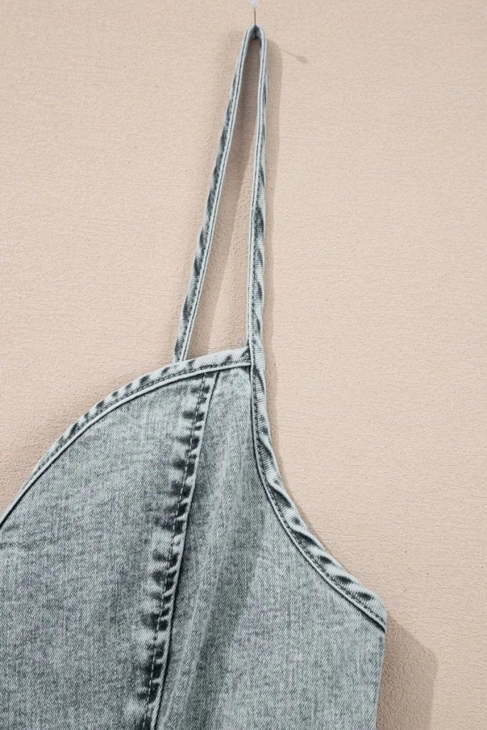 Back Zipped Mini Cami Denim Dress - Medium by Trendsi from FREYA’S CLOSET