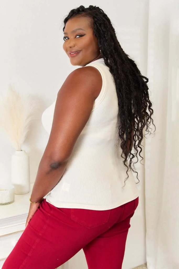 Basic Bae Full Size Round Neck Tank - Tan by Trendsi from FREYA’S CLOSET