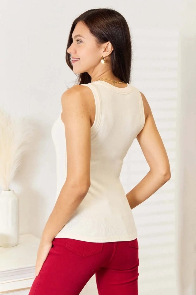 Basic Bae Full Size Round Neck Tank - Tan by Trendsi from FREYA’S CLOSET