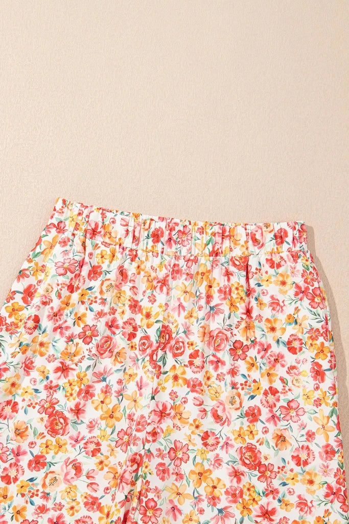 Boho Floral Bandeau Top and High Waist Wide Leg Pants Set - Floral by Trendsi from FREYA’S CLOSET