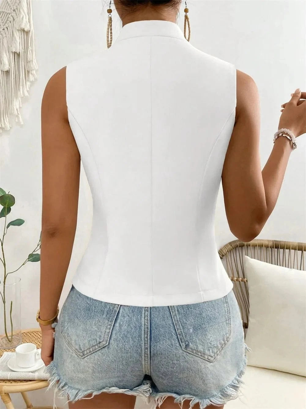 Trendsi Shirts and Blouse Button Down Vest Coat