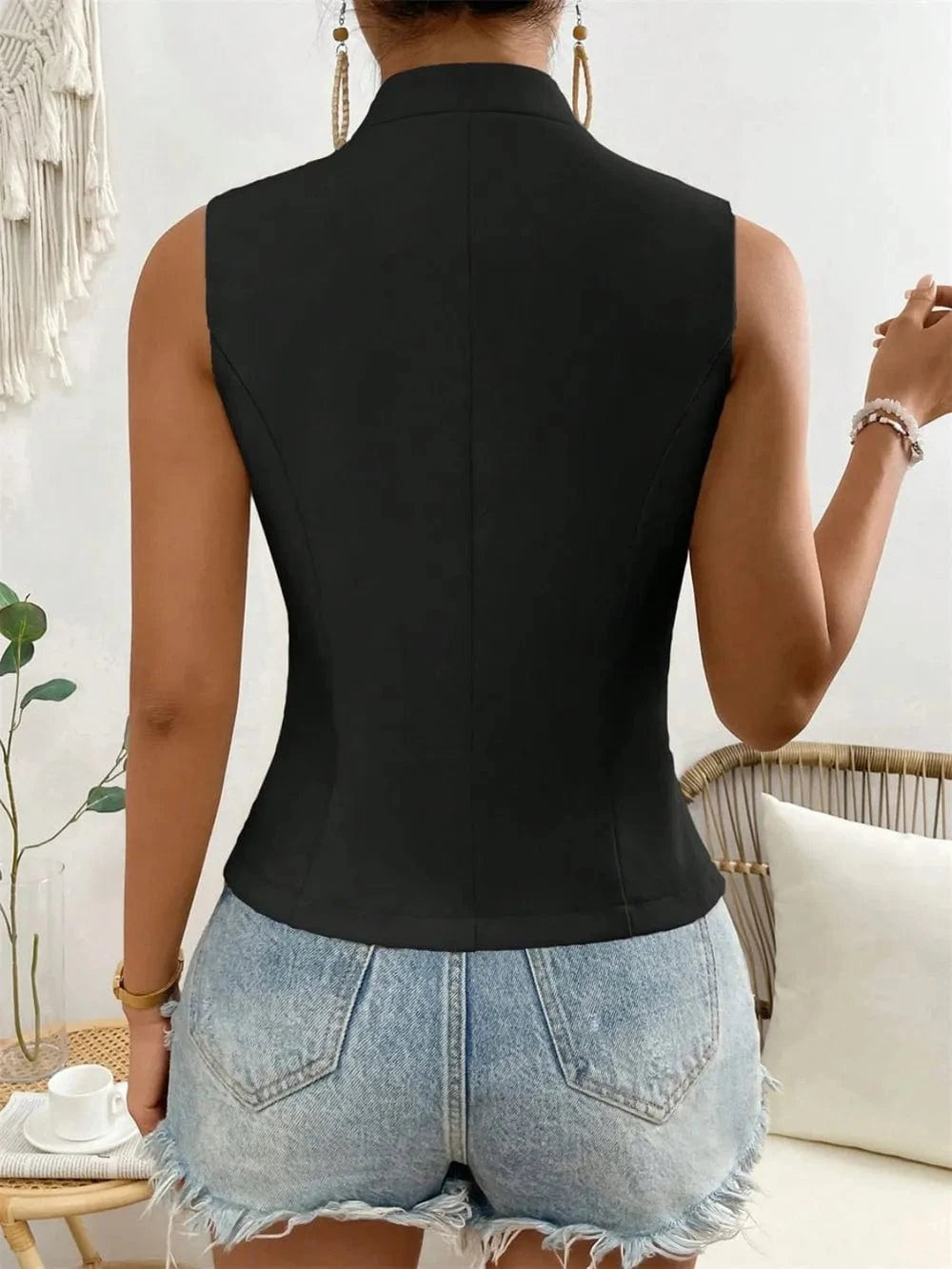 Trendsi Shirts and Blouse Button Down Vest Coat
