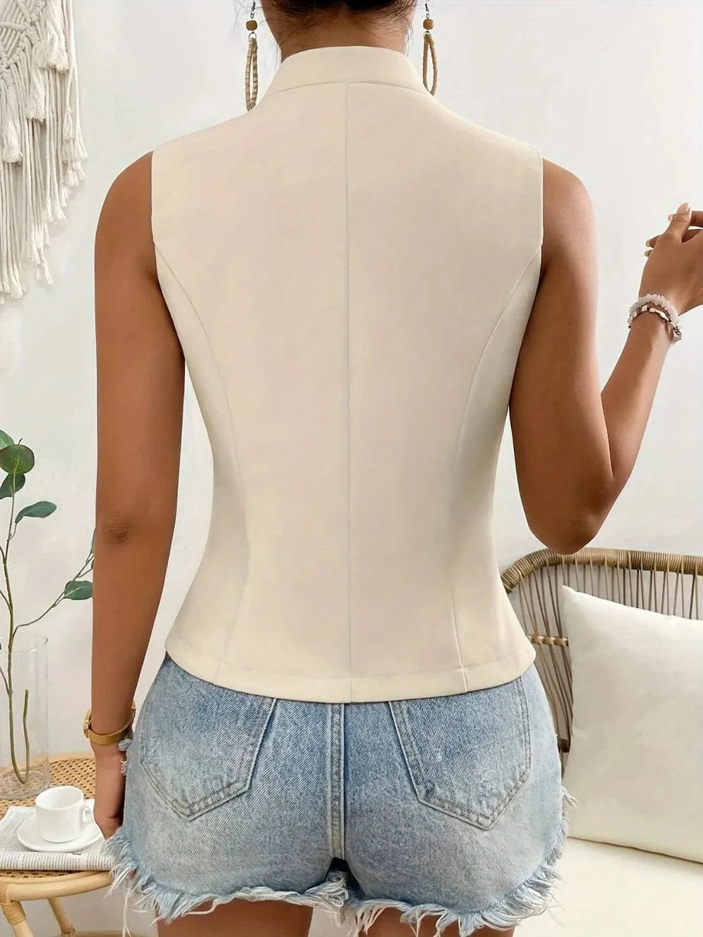 Trendsi Shirts and Blouse Button Down Vest Coat
