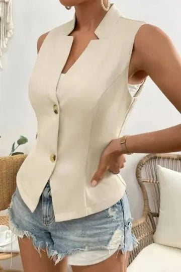 Button Down Vest Coat - Tan by Trendsi from FREYA’S CLOSET