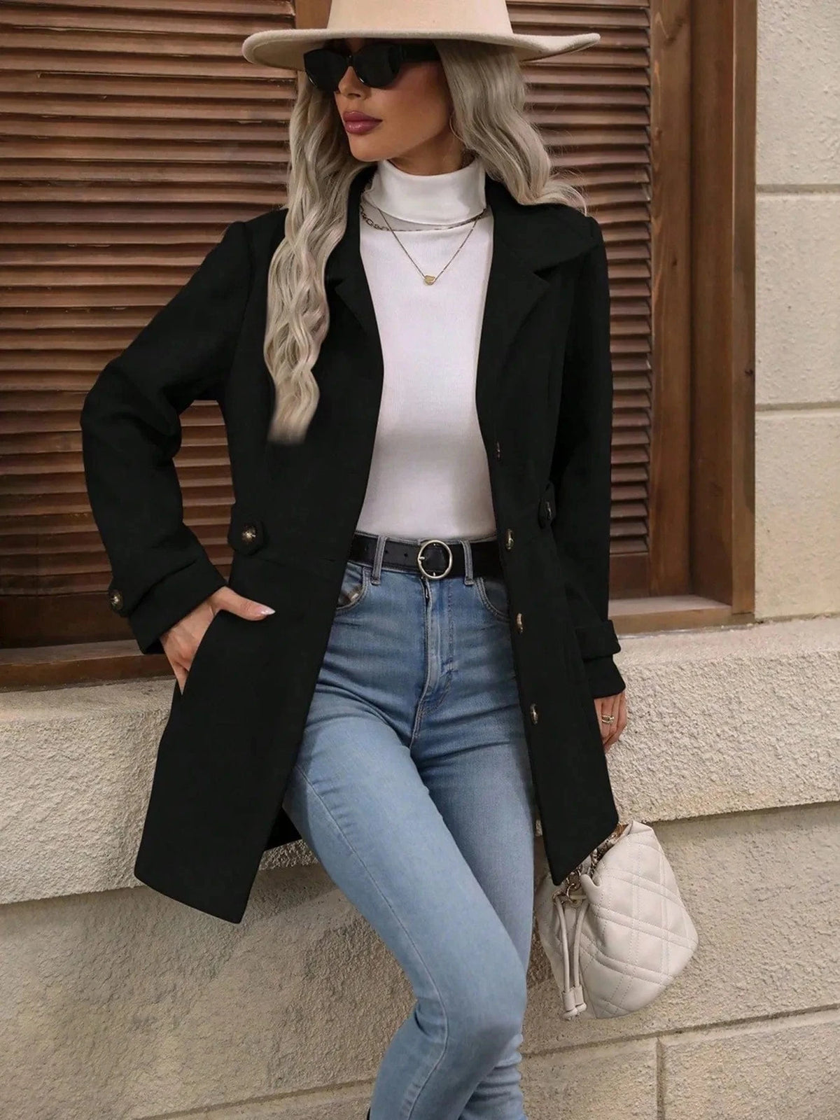 Trendsi Button Up Long Sleeve Coat