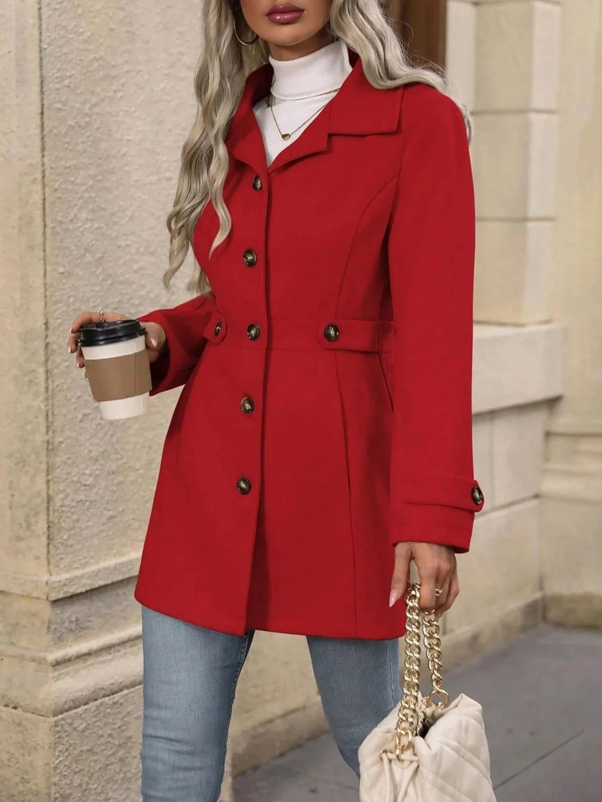 Trendsi Button Up Long Sleeve Coat