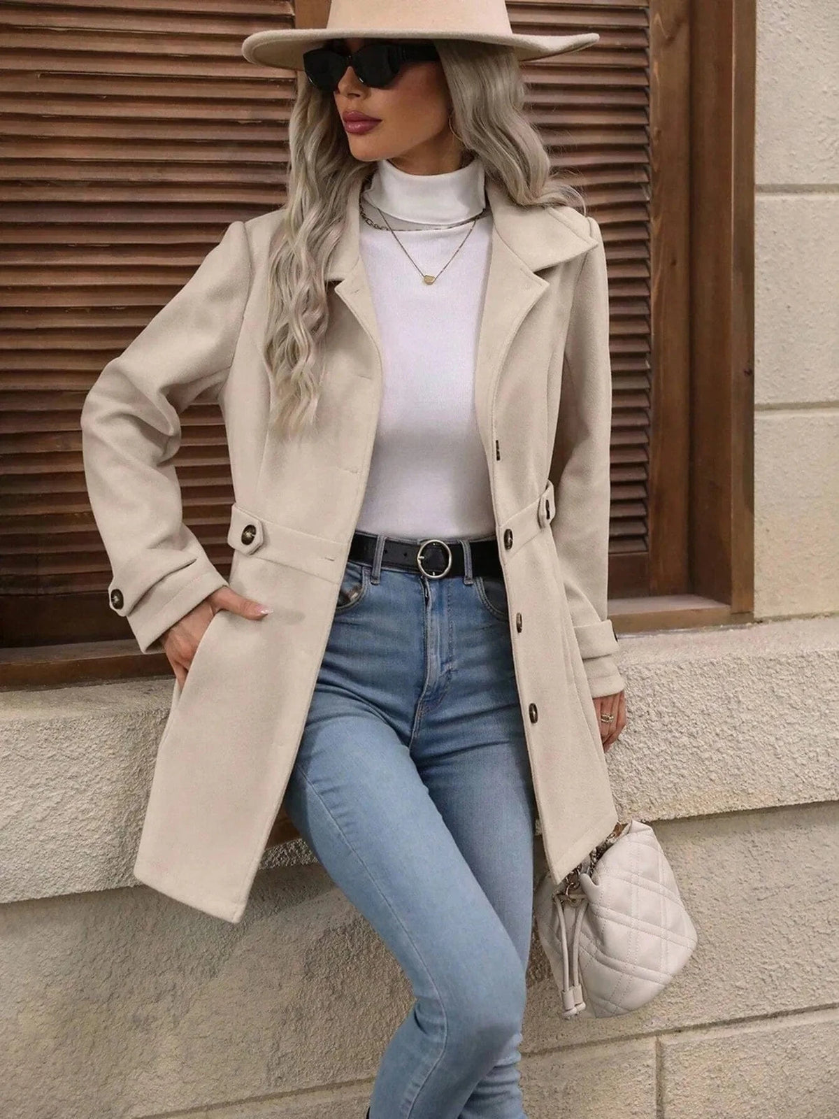 Trendsi Button Up Long Sleeve Coat