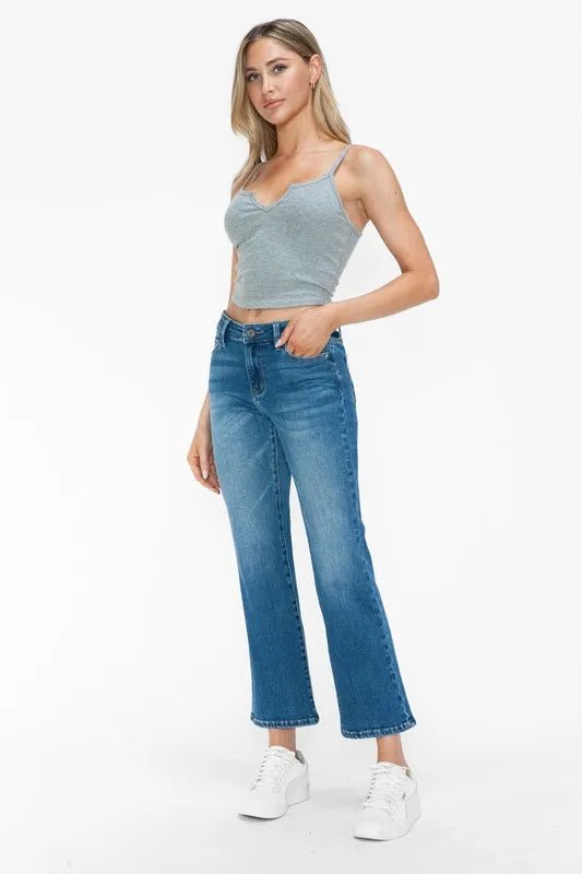 bytos Full Size Cat's Whiskers Mid Rise Ankle Jeans - Medium by Trendsi from FREYA’S CLOSET