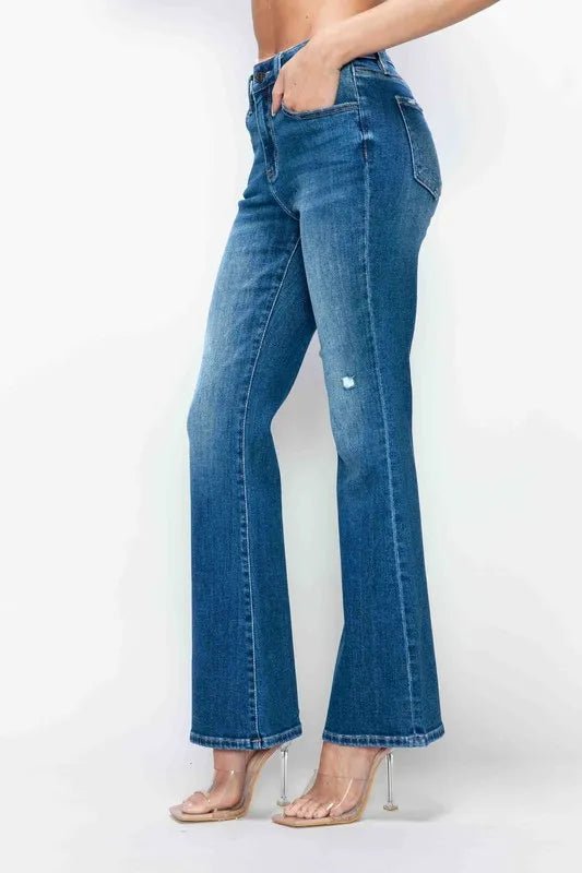 bytos Full Size High Rise Bootcut Jeans with Pockets - Medium by Trendsi from FREYA’S CLOSET