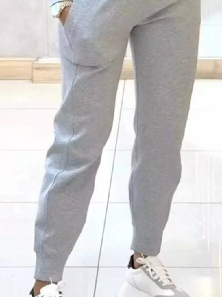 Casual Chic Cropped Sweatshirt and Jogger Set - Light Gray by Trendsi from FREYA’S CLOSET