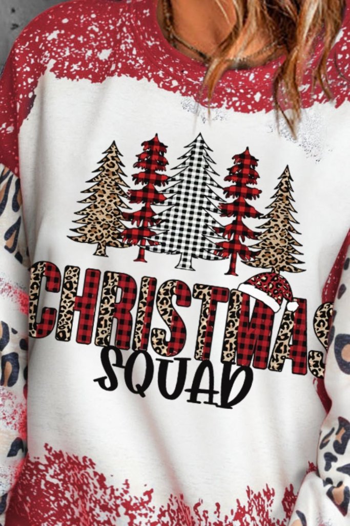 Christmas Tree Graphic Sweatshirt - Brick Red by Trendsi from FREYA’S CLOSET