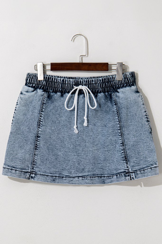 Cielo Drawstring Pocketed Denim Shorts - Dusk Blue by Threaded Pear from FREYA’S CLOSET