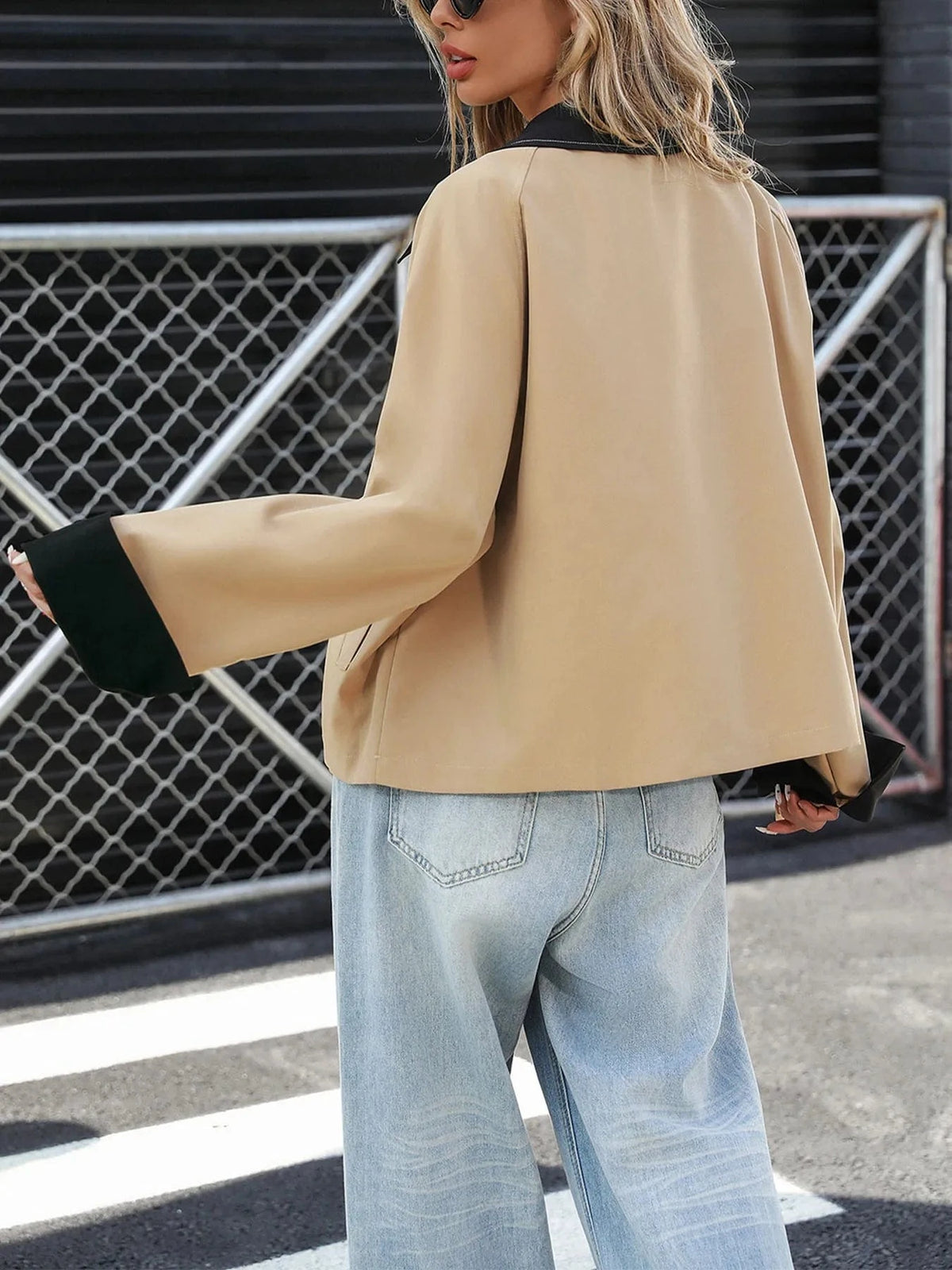 Trendsi Color Block Button-Up Casual Jacket
