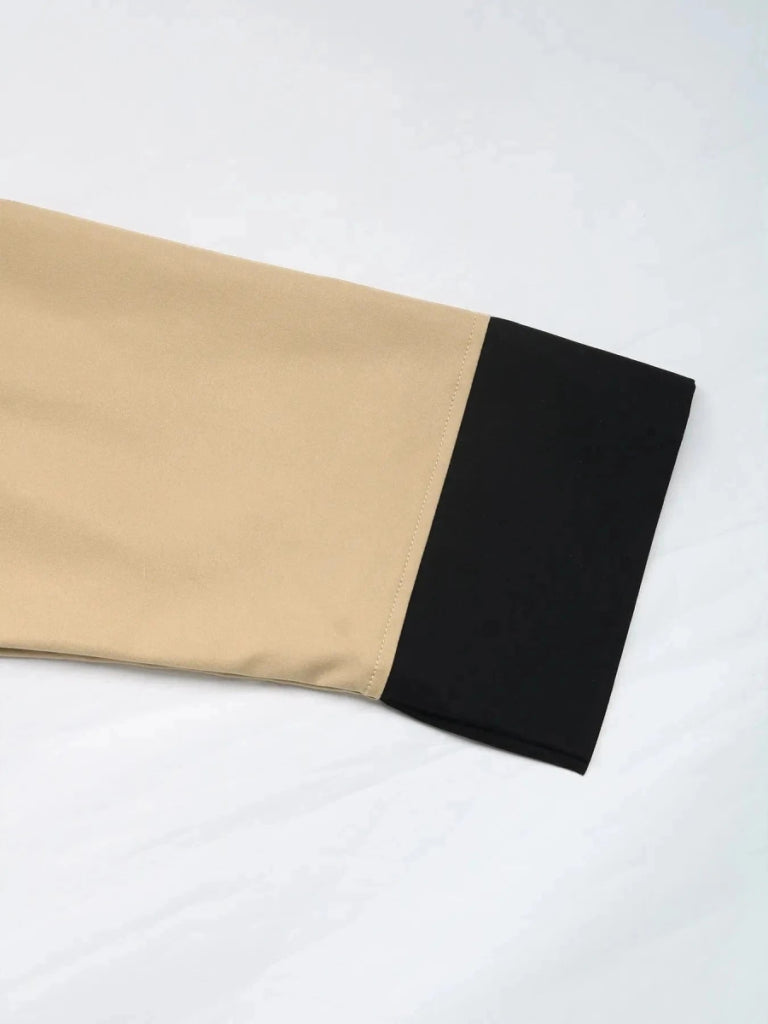 Color Block Button - Up Casual Jacket - Khaki by Trendsi from FREYA’S CLOSET