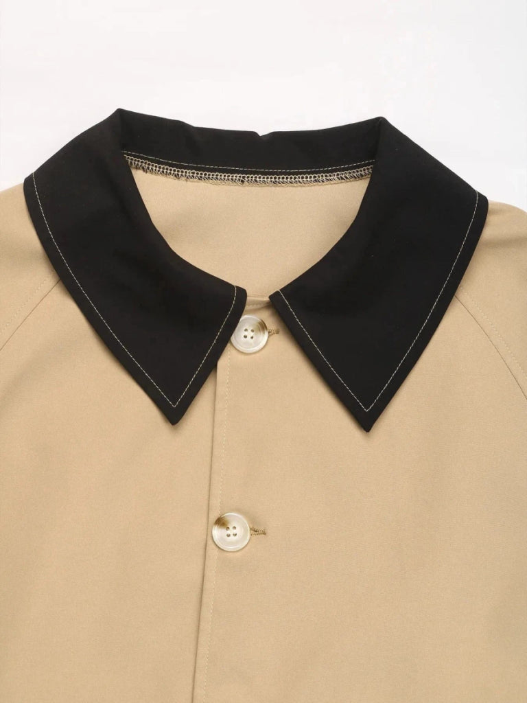 Color Block Button - Up Casual Jacket - Khaki by Trendsi from FREYA’S CLOSET