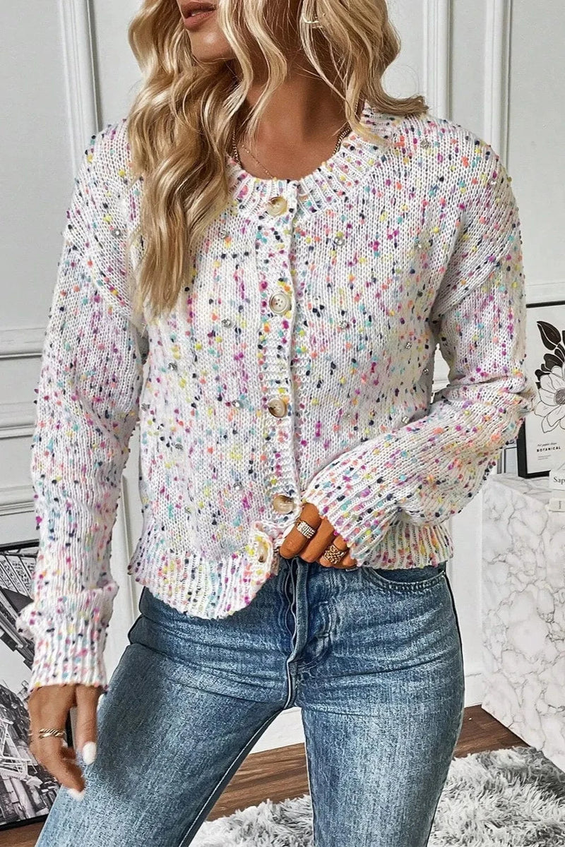 Trendsi Confetti Button Up Long Sleeve Cardigan