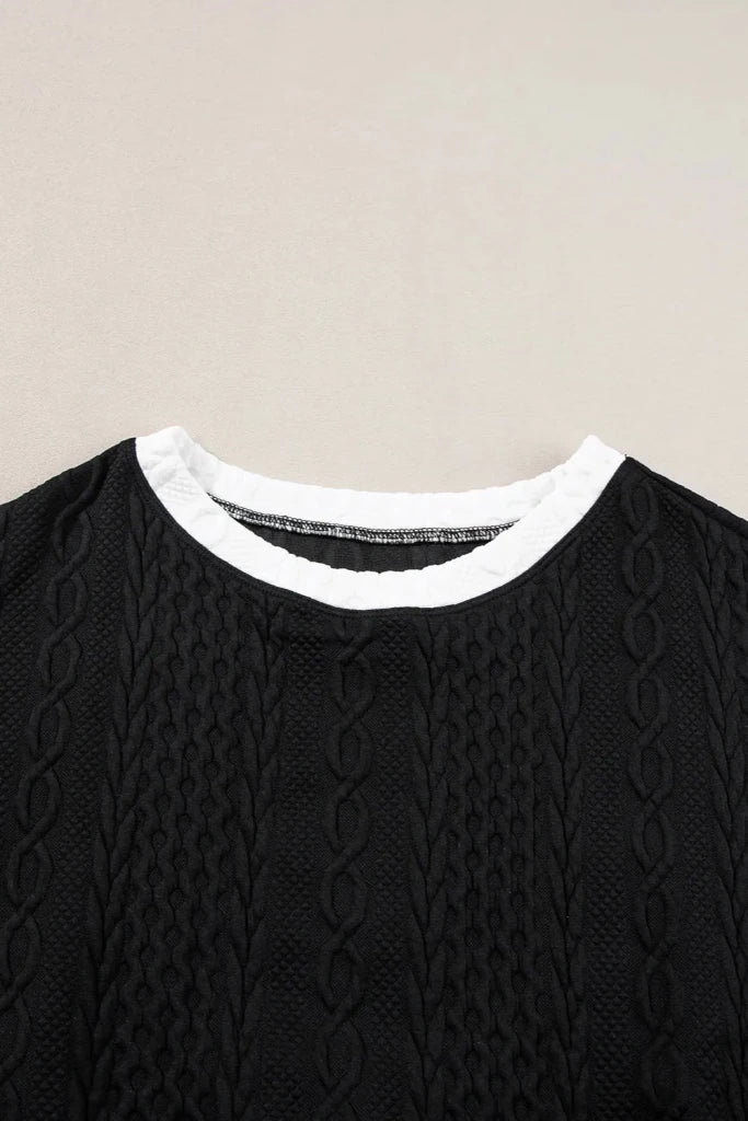 Contrast Trim Round Neck Top and Shorts Set - Black by Trendsi from FREYA’S CLOSET