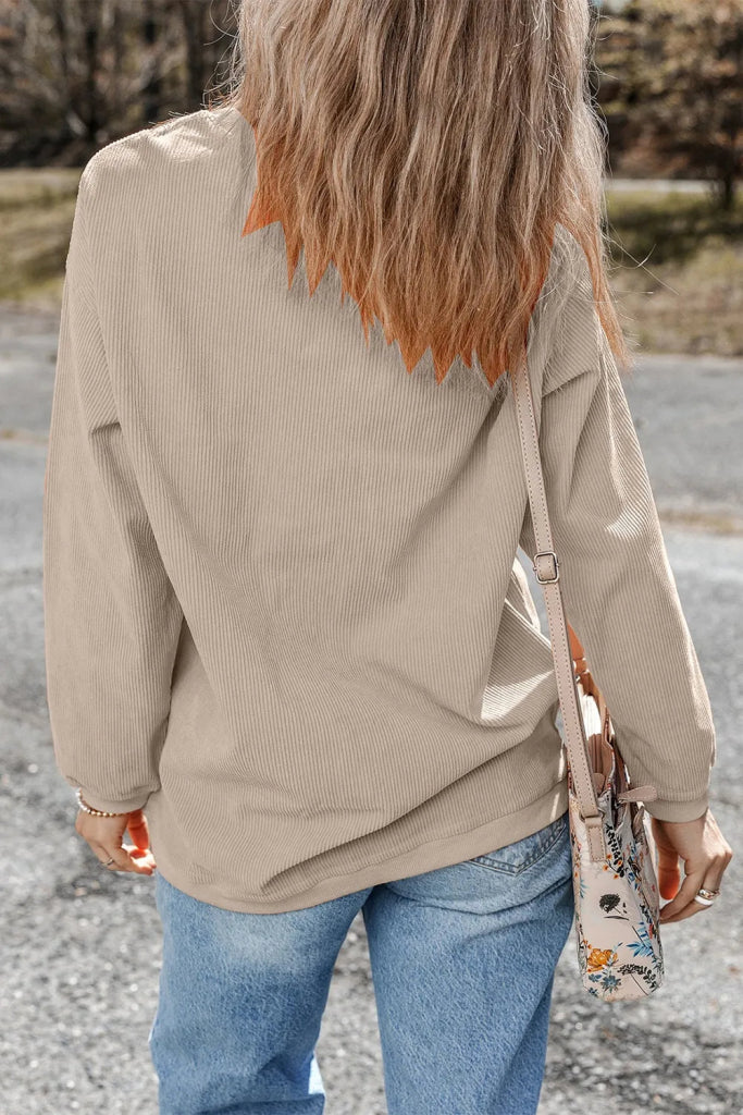 Cowgirl Graphic Long Sleeve Sweatshirt - Khaki by Trendsi from FREYA’S CLOSET