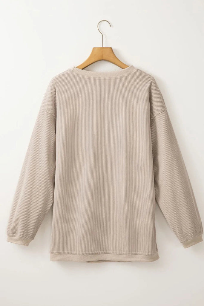 Cowgirl Graphic Long Sleeve Sweatshirt - Khaki by Trendsi from FREYA’S CLOSET