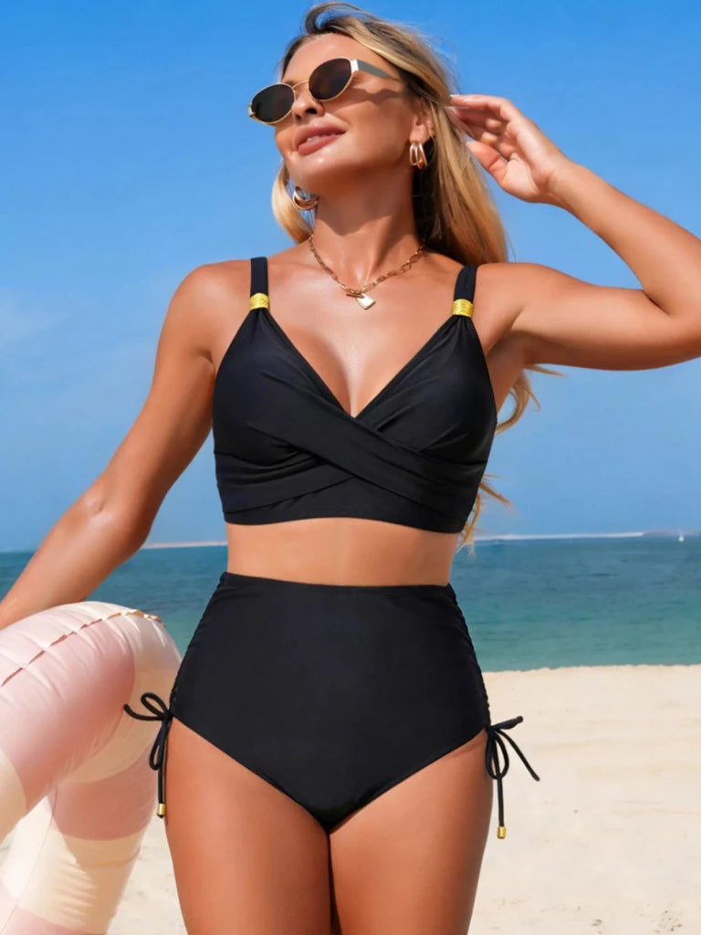 Crisscross High - Waisted Swim Set - Black by Trendsi from FREYA’S CLOSET