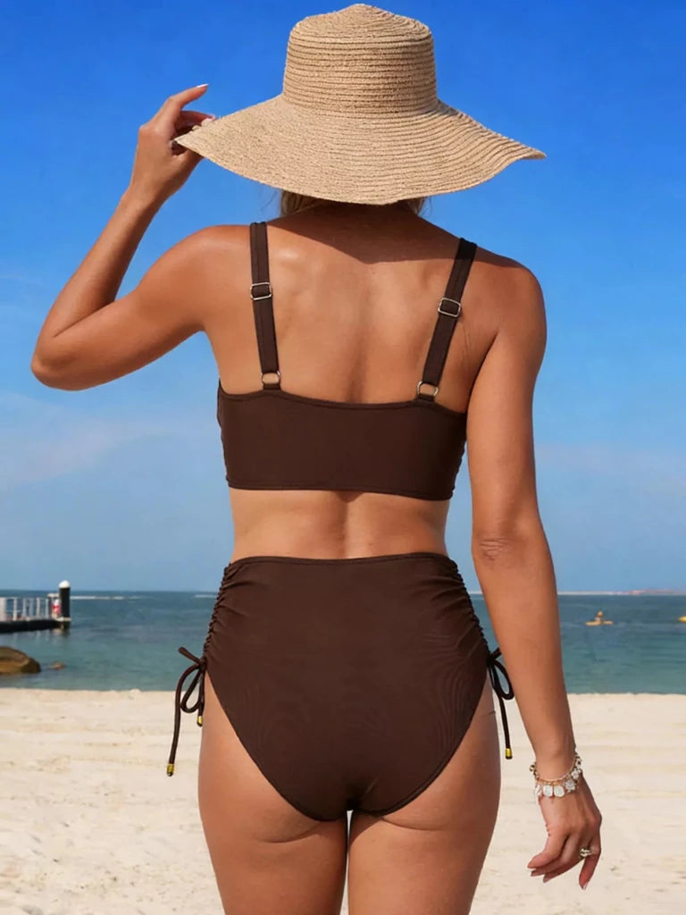 Crisscross High - Waisted Swim Set - Brown by Trendsi from FREYA’S CLOSET