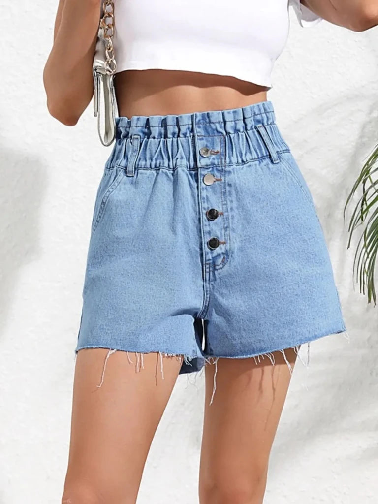 Denim Shorts with Pockets - Medium by Trendsi from FREYA’S CLOSET